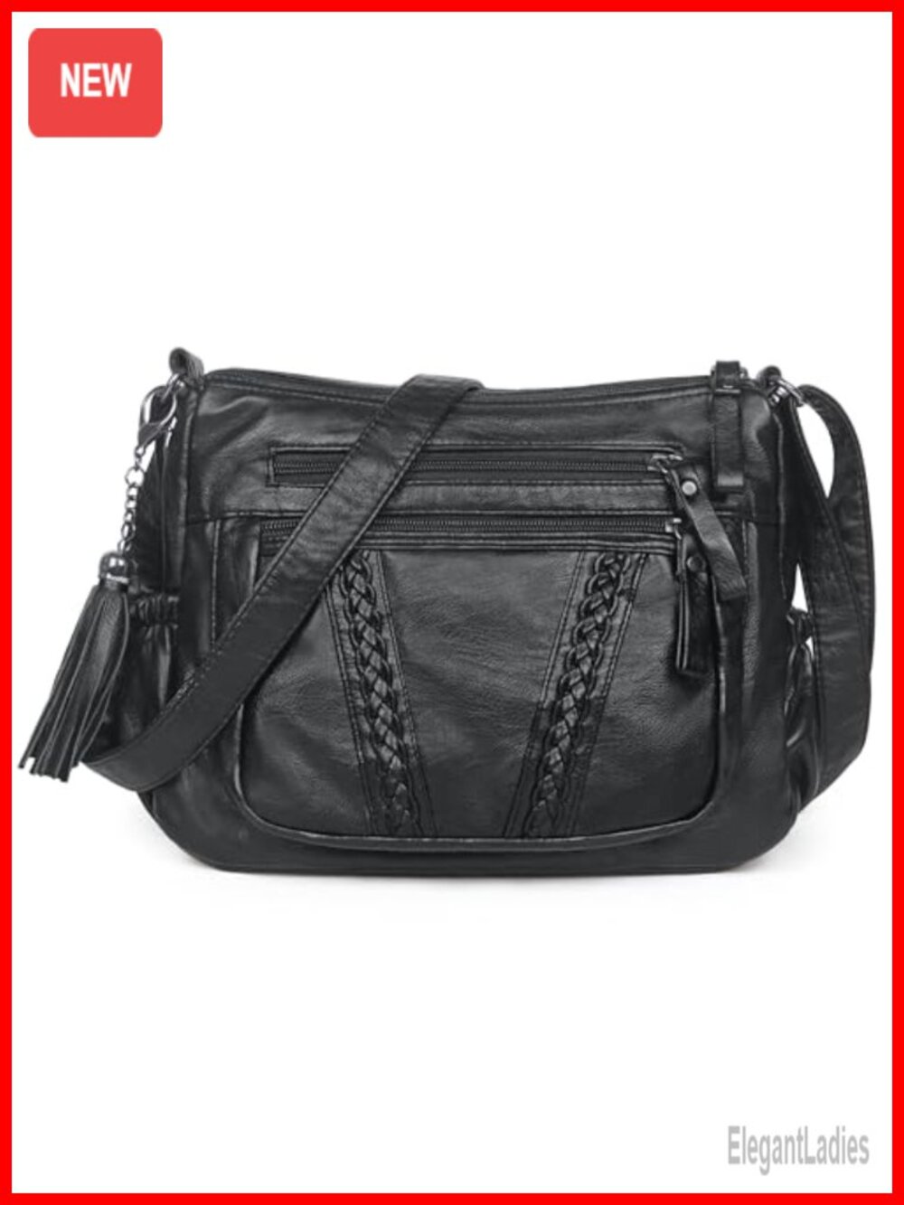 PU Leather Crossbody Bag Tassel Satchel Shoulder Purse
